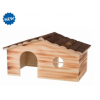 CASETTA IN LEGNO FIAMMATO CON 2 ENTRATE 43x22x25cm