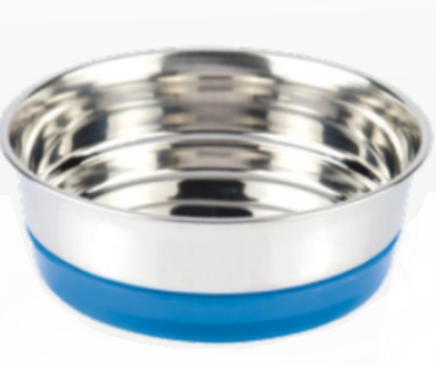 CIOTOLA IN ACCIAIO CON BASE ANTISCIVOLO FLUO AZZURRO 200ml